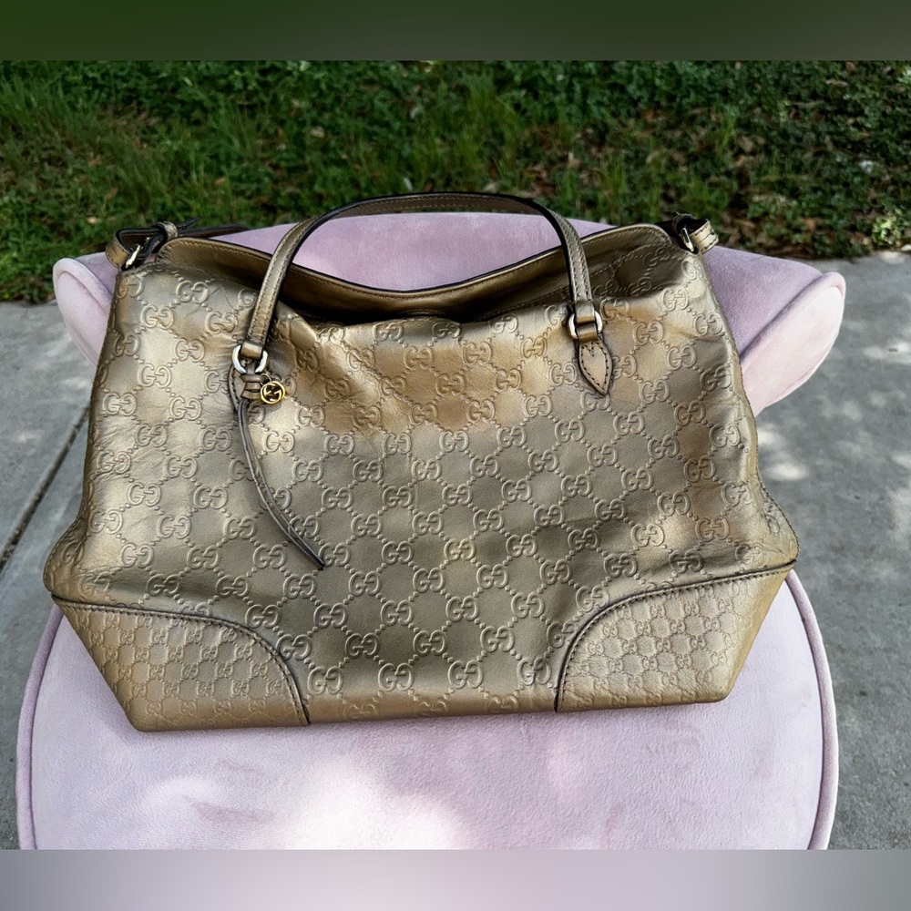 Gucci Guccissima Metallic Gold Bree Crossbody